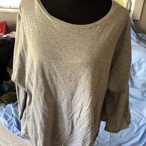 Gray Top With Bell Sleeves